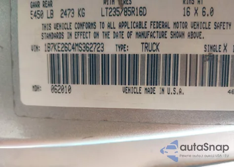 1991 Dodge D-Series D200/D250 z USA, uszkodzony, nr VIN 1B7KE26C4MS362723